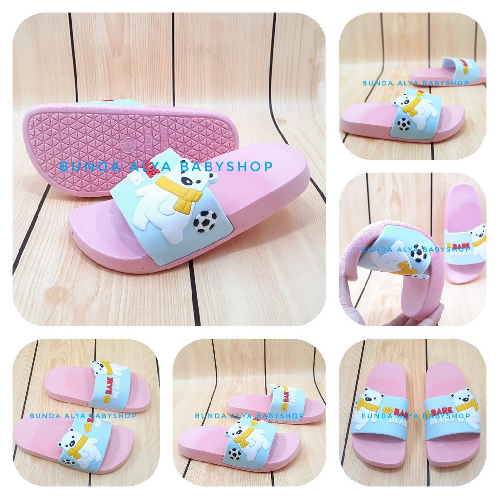 Sandal Anak Perempuan IMPORT Umur 4 5 Tahun Karet - Sendal Anak Karet Anti Licin BEAR PINK size 28 - 31 SALE