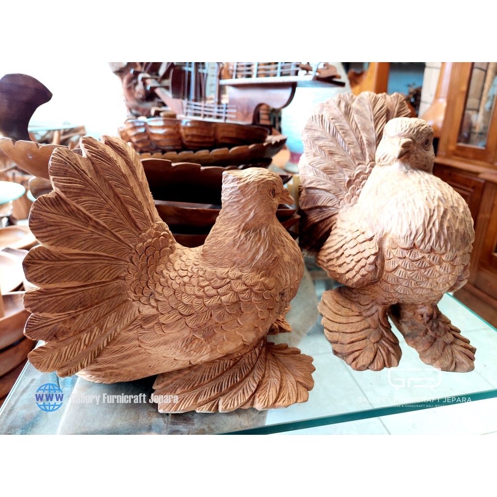 Patung Ayam Brahma Kayu Jati Galih