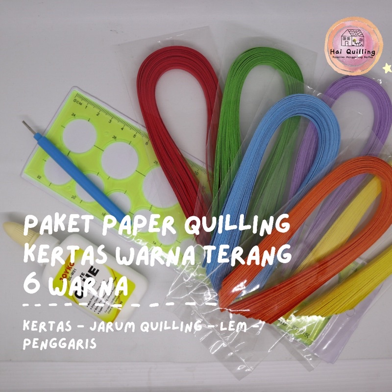 

Paket paper Quilling Warna terang / 6 Warna/Kertas 29 cm/0.5 cm