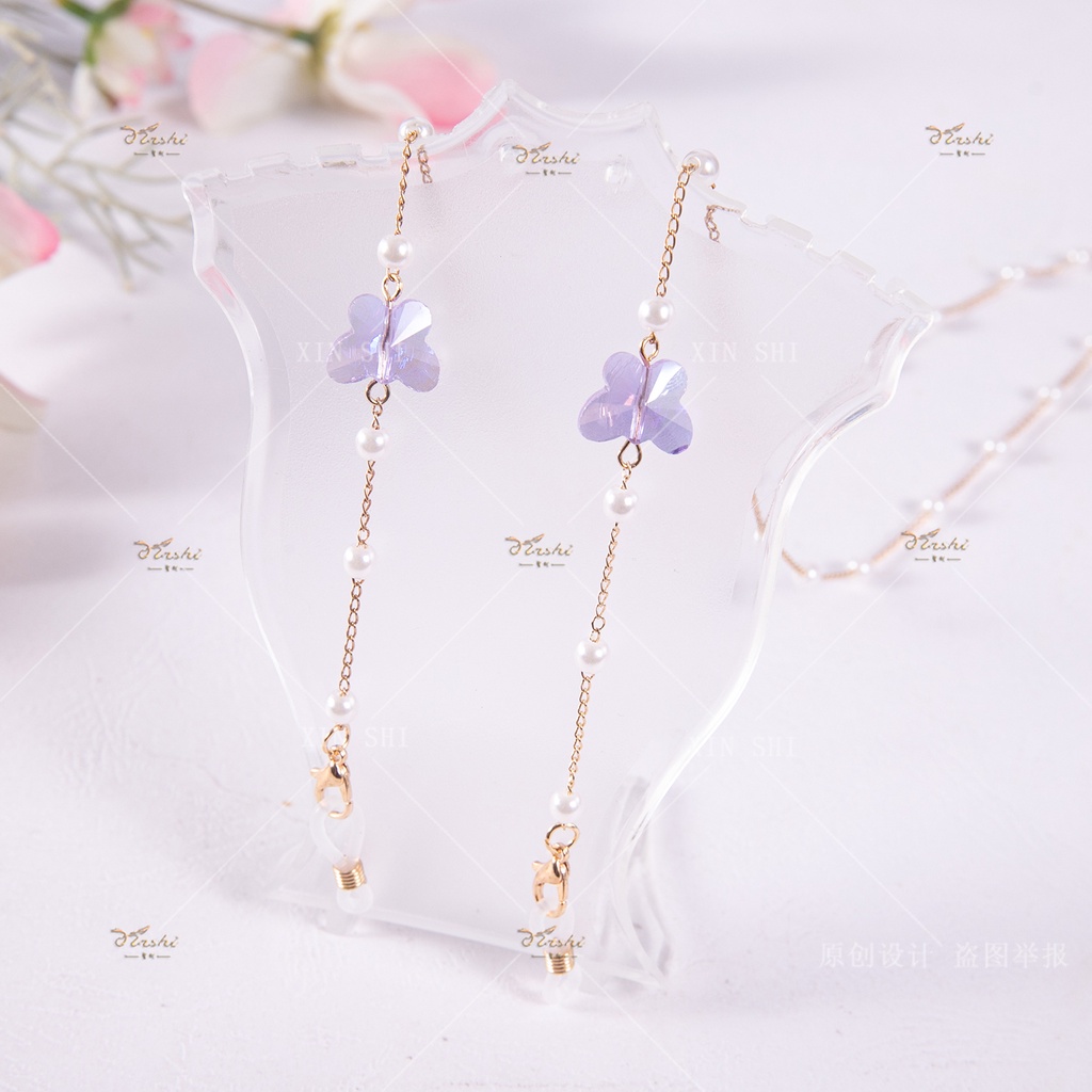 Xinshi22 Tali Rantai extender Masker Kristal butterfly Magnetik