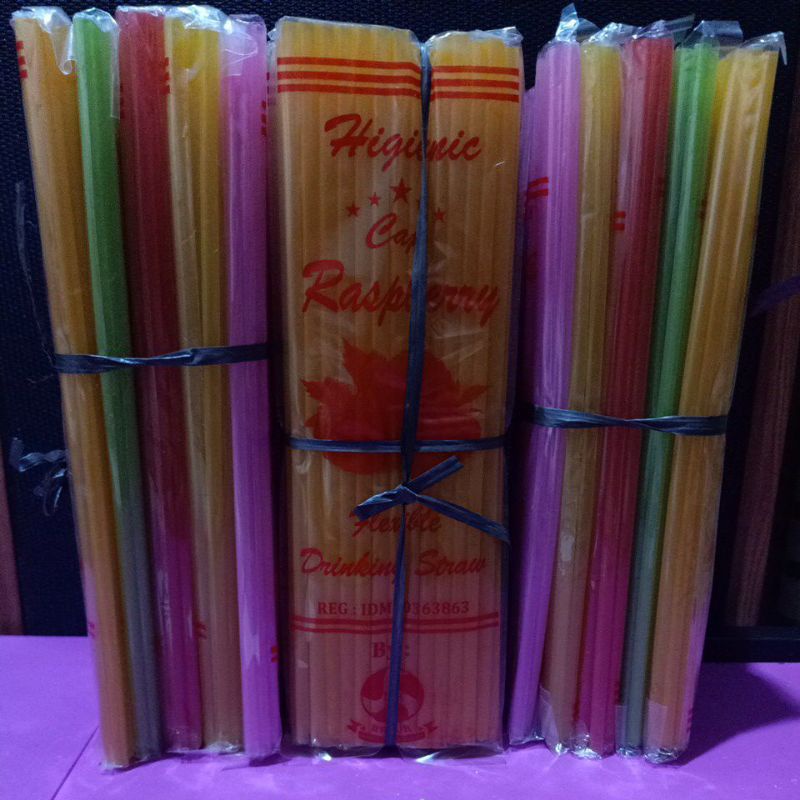 Sedotan plastik 1pak / sedotan warna warni / sedotan minuman Es