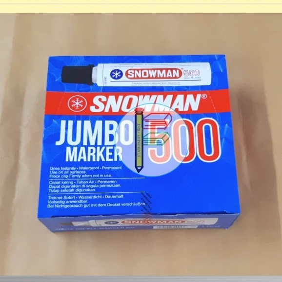 Spidol Permanen Snowman Jumbo 500 Hitam Ecer Satuan