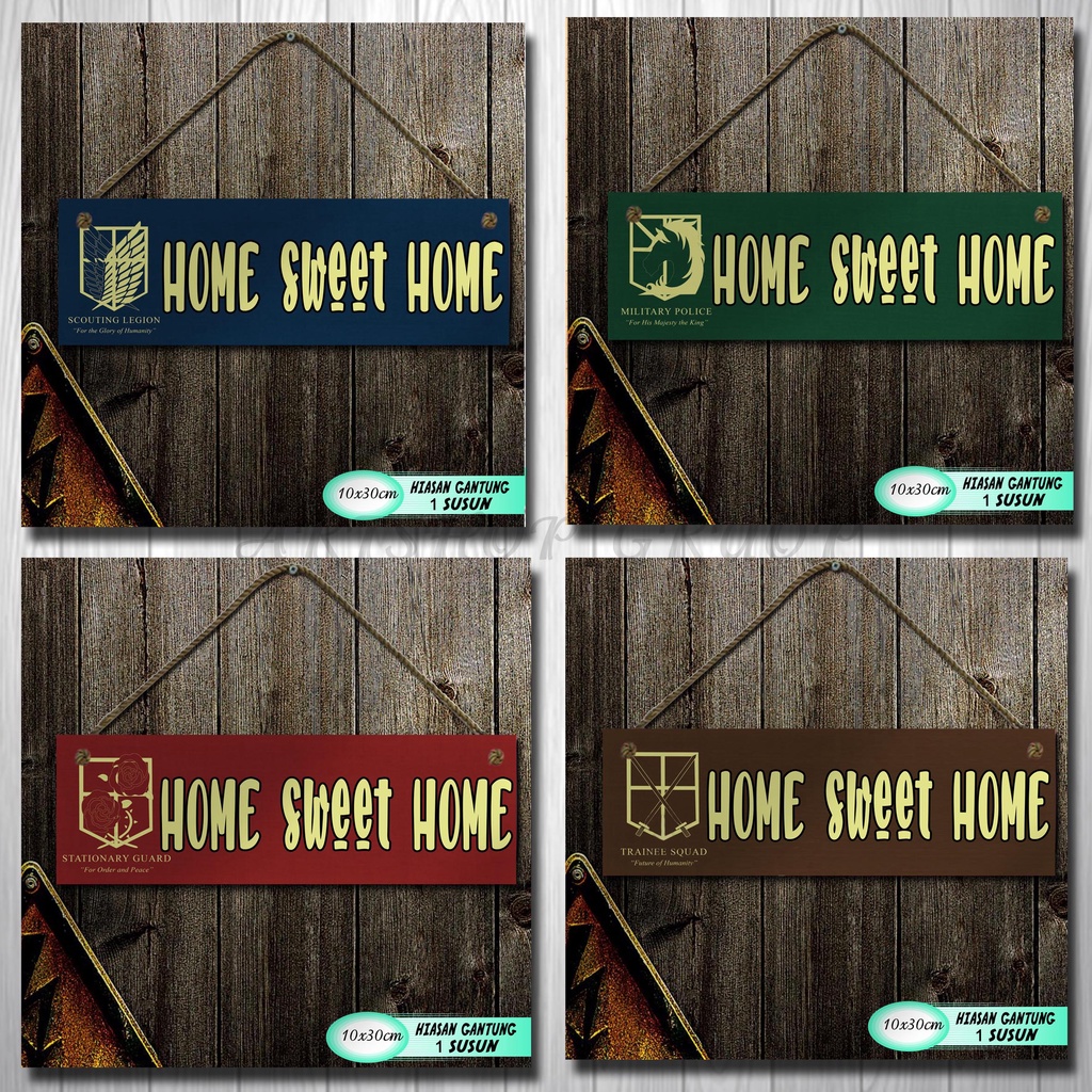 Hiasan pintu pajangan pintu HOME sweet HOME ANIME ATTACK ON TITAN shabby walldecor poster kay