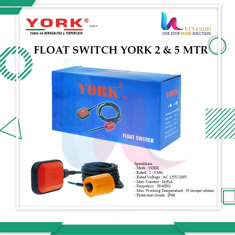 Otomatis Pompa Celup 2m &amp; 5m York Float Switch Sensor Liquid Level Control