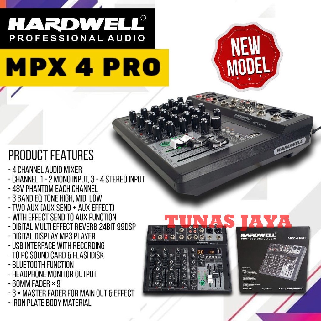MIXER HARDWELL MPX 4 PRO - MPX 4PRO - MPX4PRO 4 CHANNEL ORIGINAL