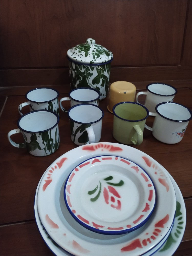 Cangkir Enamel Bunga 7 Cm/cangkir Seng Kaleng Jadul/blirik Blurik/gelas Souvernir *bunga*
