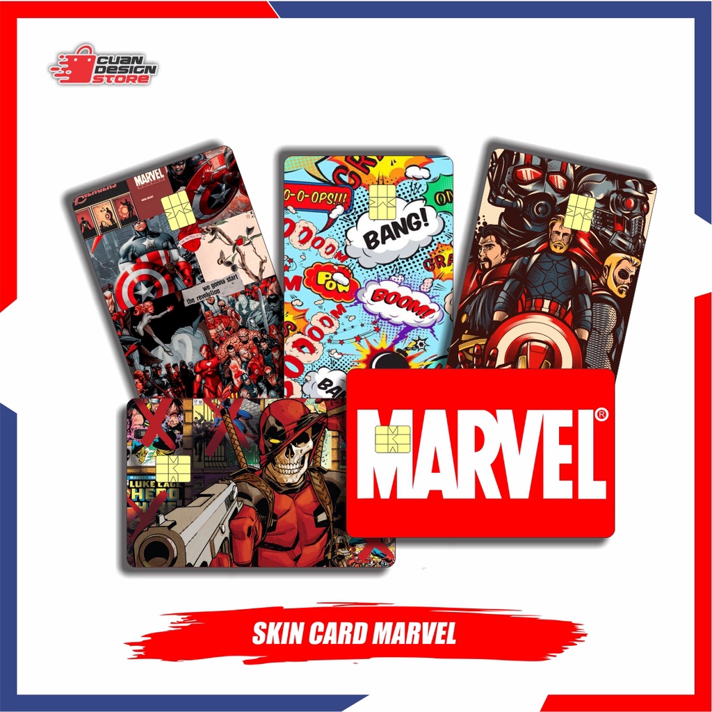 STICKER PELINDUNG KARTU SKIN CARD ATM SIM KTP E-MONEY STIKER MOTIF MARVEL LEM KUAT ANTI GORES
