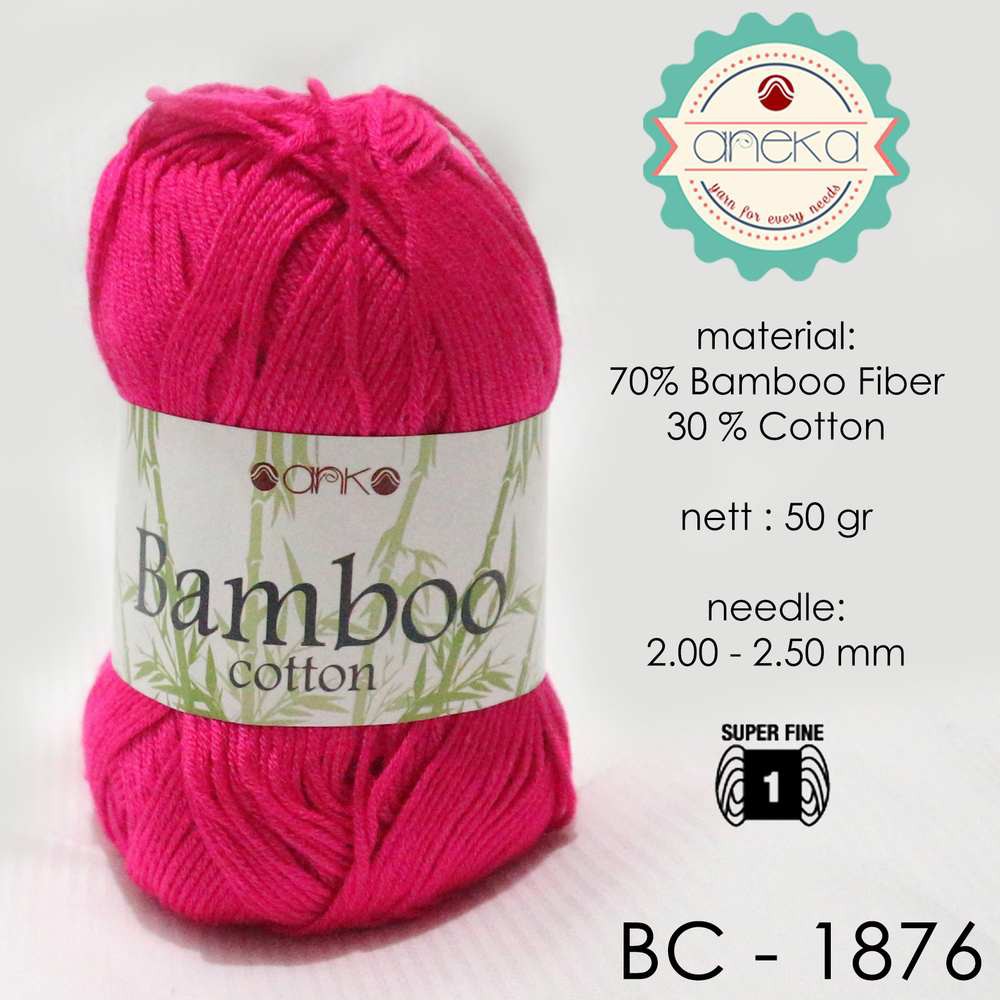 Benang Rajut Katun Bambu / Bamboo Cotton Yarn 1 - 1876 Pink Fushcia