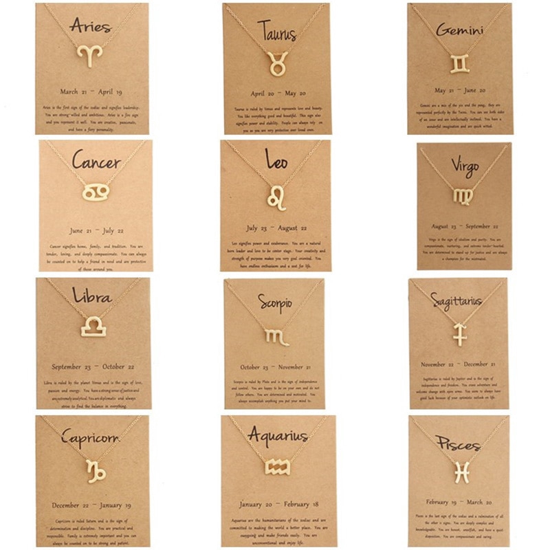 Luokey Men Women Zodiac Sign Necklace 12 Horoscope Virgo Pisces Constellation Gold Pendant Necklace Jewelry Kids Christmas Gifts Shopee Indonesia