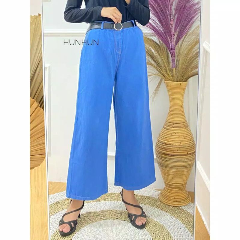 Jeans kulot wanita bahan jeans wash fit to L