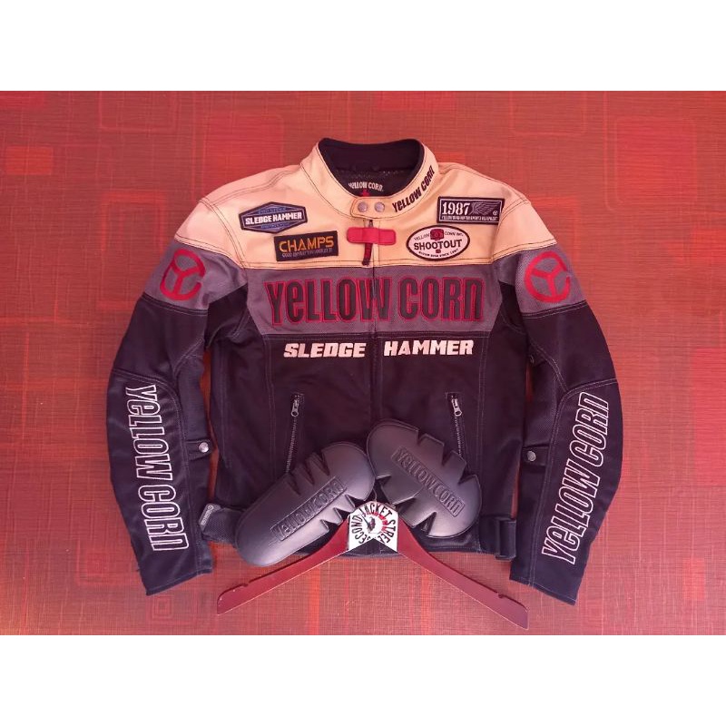 Jaket motor vintage racing yellow corn not kushitani simpson nankai komine taichi bates elf kiss rac