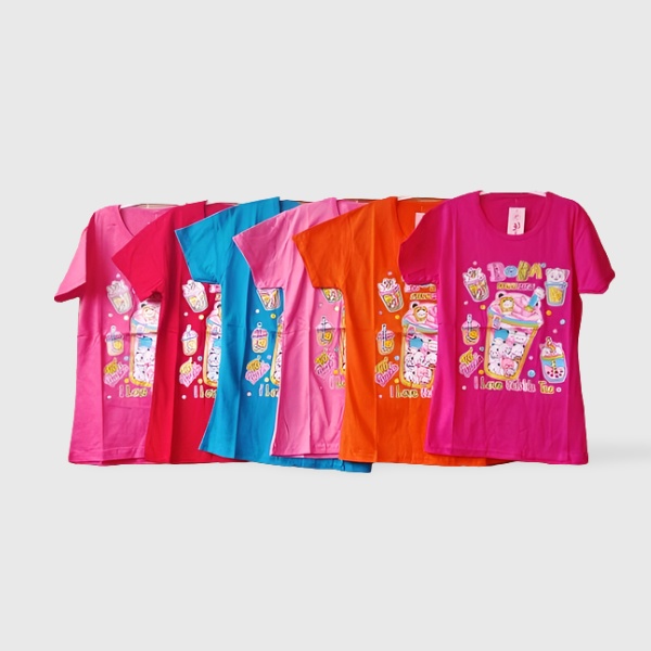 Baju anak Cewe Size XL motif Boba Fresh Milk