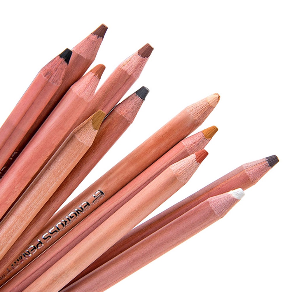 【TK】12pcs/set Skin Tints Pencils Professional Portrait Pencil For Drawing Hand-painted Pastel Pencil School Stationary