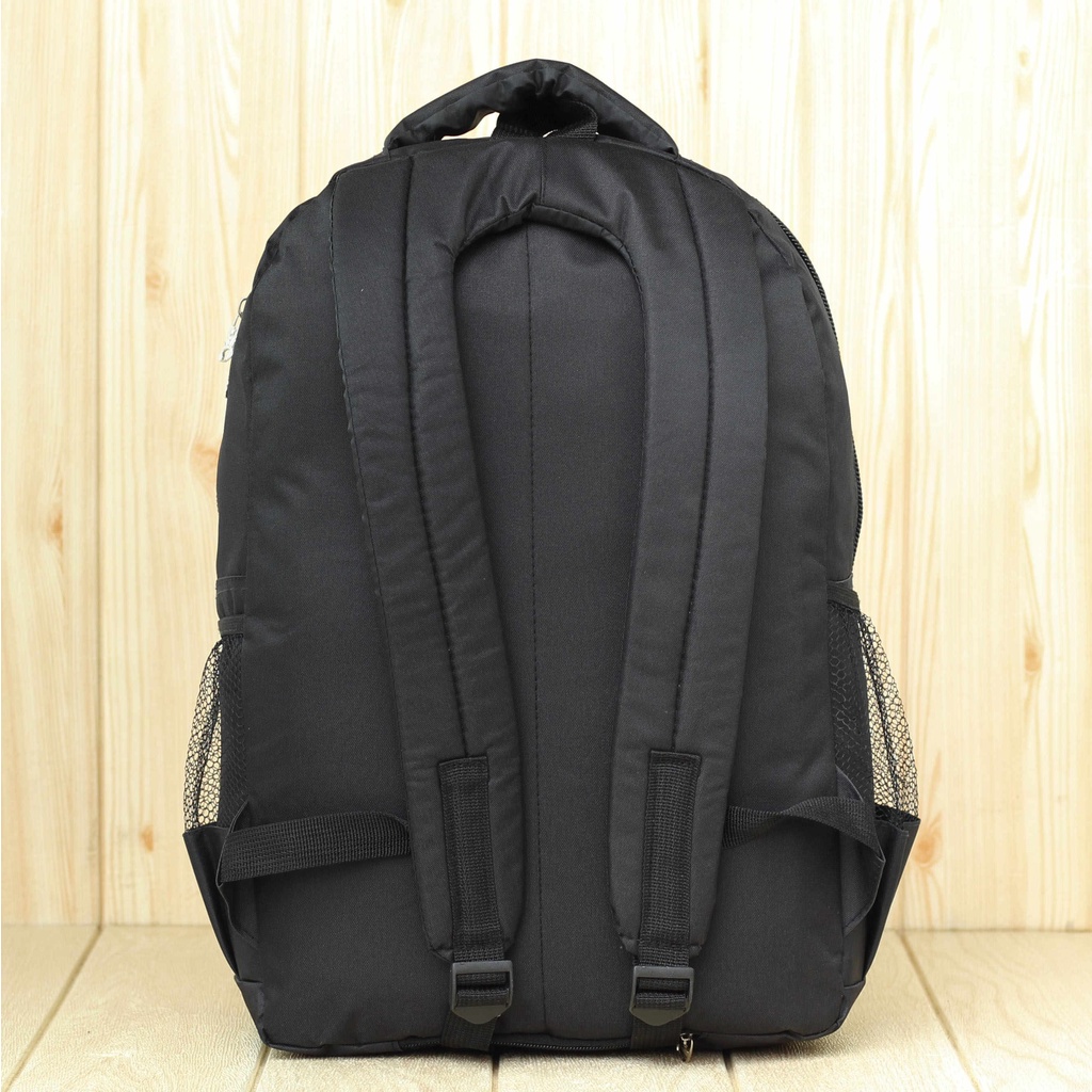 Backpack Laptop Hitam Ransel Kuliah Kerja Polo Paris Emboss Hitam Tebal Tas Keren Ransel Punggung