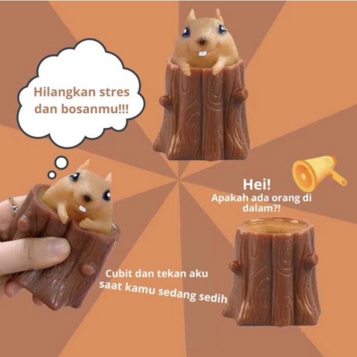 Squishy Tupai Squirell Squirrel Squeeze Pop It Fidget Tiktok ADHD Stress Mainan Anak Fidget Toys