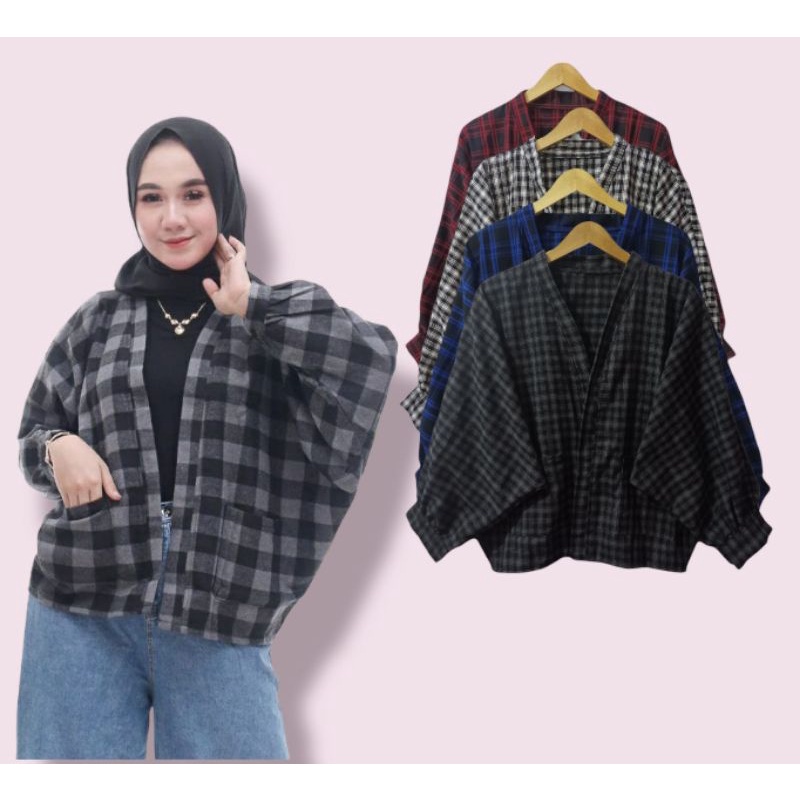 Outher Balon Flanel Jumbo Viral Outer Balon Grid kotak