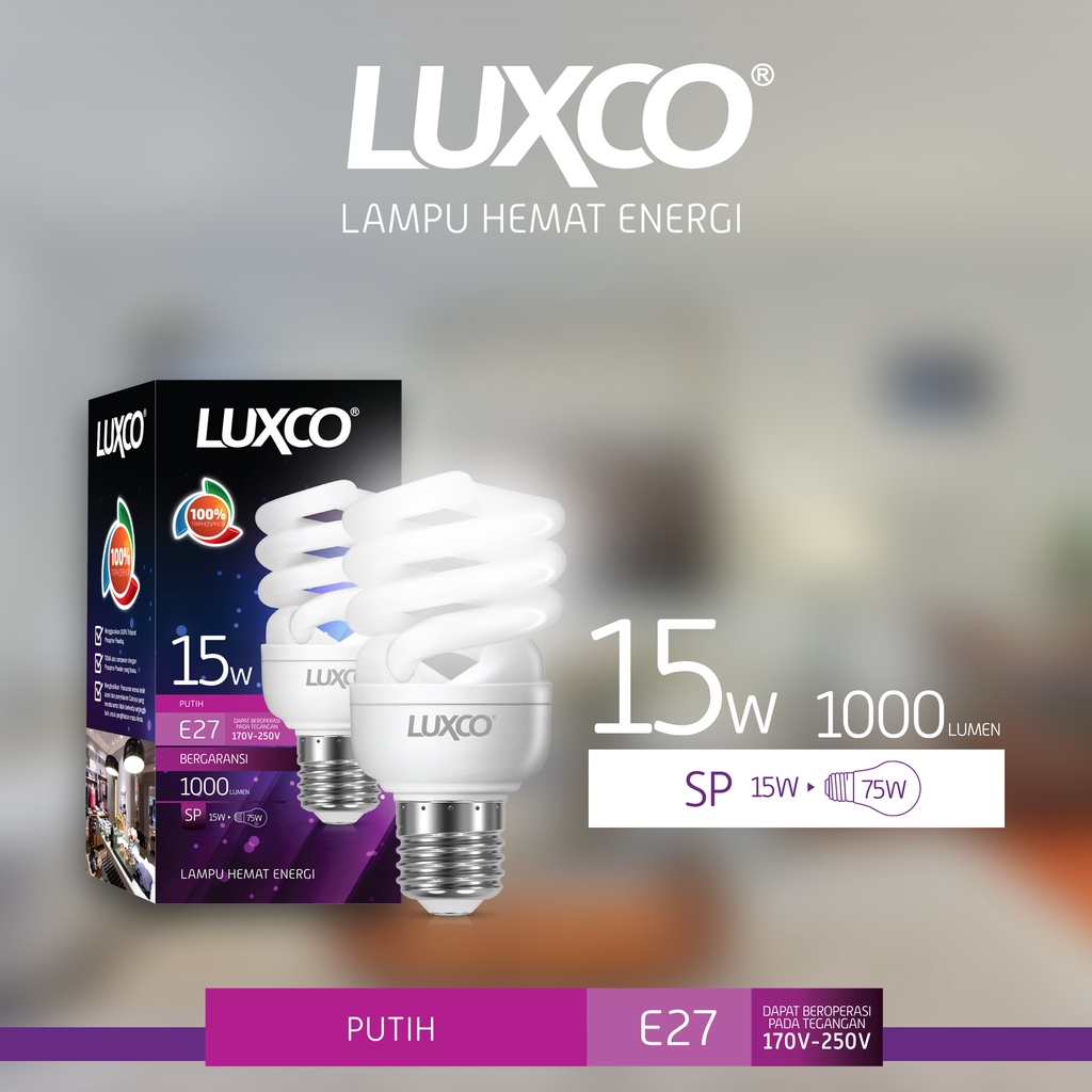 [COD] Lampu Hemat Energi Termurah LHE PLC Spiral 8/15/45Watt Jumbo Super Terang LUXCO FREE ONGKIR