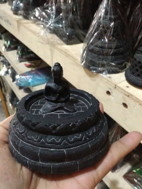 (BISA COD) Miniatur Stupa Candi Borobudur Ukuran Kecil - Batu Hitam Asli - DEKORASI Souvenir Jogja