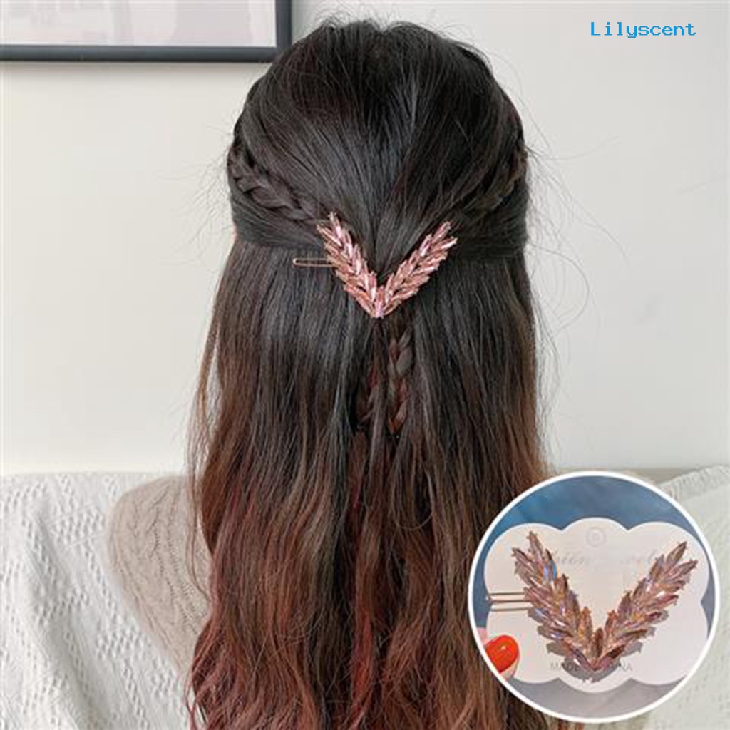 Ls Jepit Rambut Bobby Pin Bentuk V Aksen Berlian Imitasi Bahan Alloy Untuk Wanita