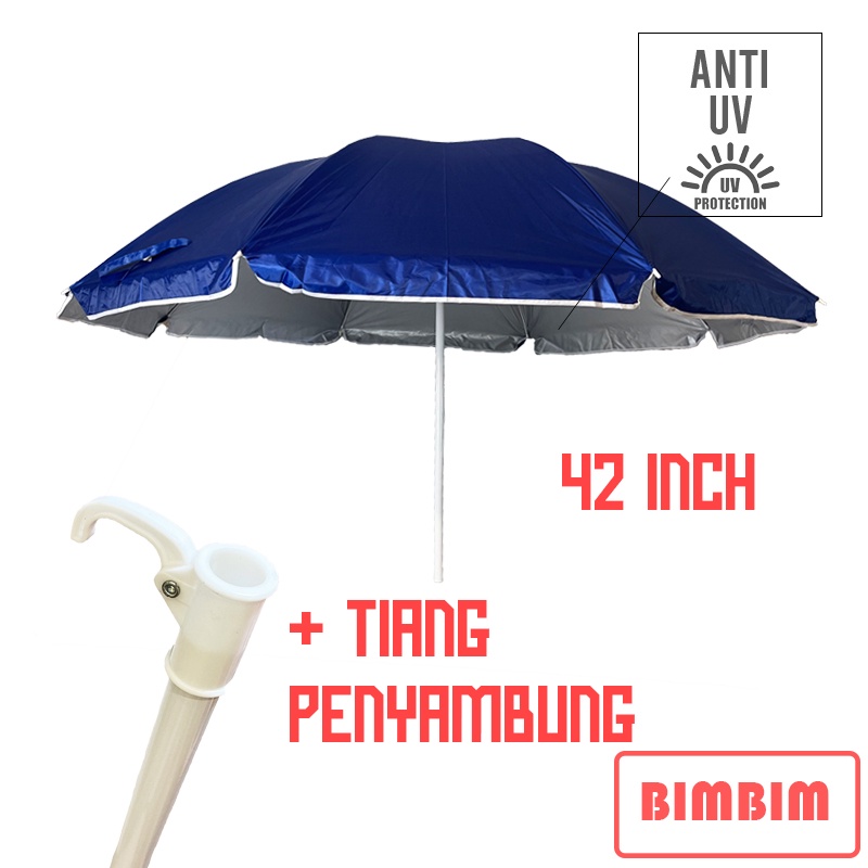 Payung Pantai 42 Inch WARNA Payung Tenda Cafe Bazaar 200 cm Anti UV Lapis Dalam Silver