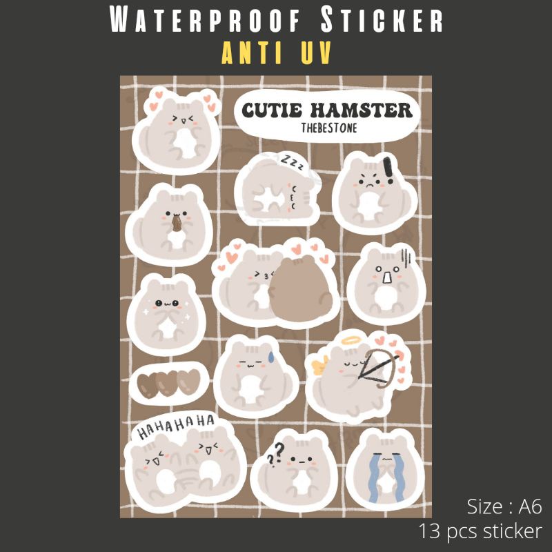 

Cute Sticker Cutie Hamster Sticker water resistant ANTI UV scrapbook [ Thebestone ]