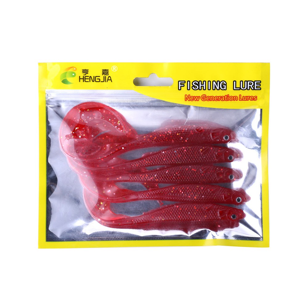 Hengjia 5pcs / Kantong Umpan Pancing Softlure Bentuk Cacing Mata 3d 11.5cm 9g Bahan Silikon