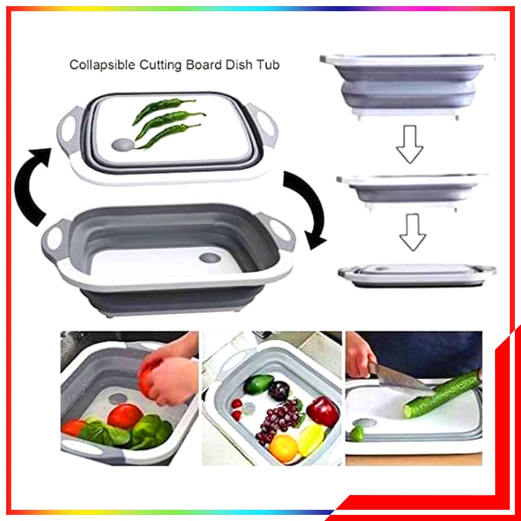 Talenan Baskom Multifungsi Talenan Lipat - Magic Talenan Lipat Baskom Lipat Wadah Cuci Alat Dapur Flexibel