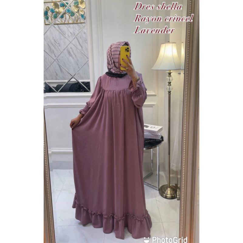 GAMIS DRESS  SELLA POLOS RAYON CRINCEL-SELLA Lavender