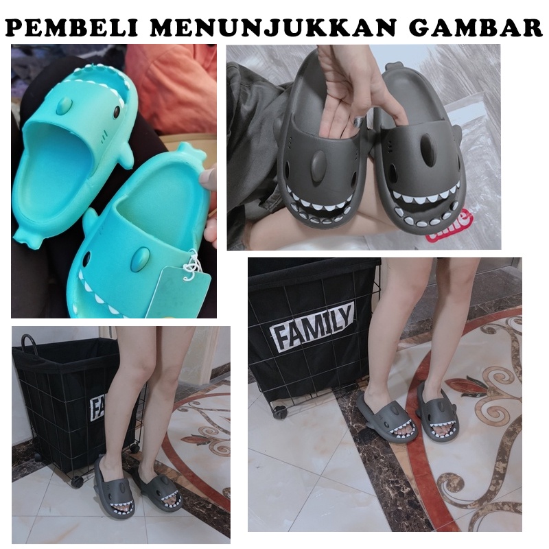 KOMIN-Sandal Hiu Kartun Sendal Shark Dewasa Sandal Rumah Wanita Eva Lembut Ringan Nyaman Sandal Pasangan Korea Selatan Dalam Kamar Mandi SIZE 24-41