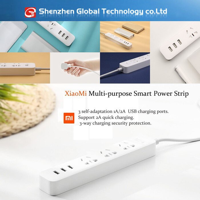 Stop Kontak / colokan Xiaomi Mi Smart Power Strip Plug Adapter With 3 USB Port 2