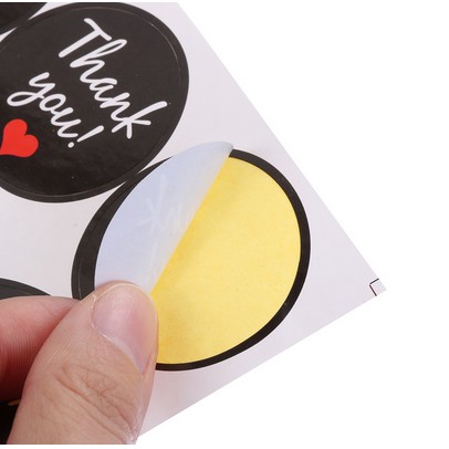 Black Round Shape #01 &quot;Thank You&quot; Sticker (1sheet=12pcs)