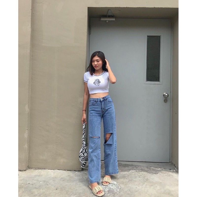 CELANA BAWAHAN HAIGHWAIST KULOT JEANS WANITA//CELANA KULOT HAIGHWAIST JEANS SOBEK