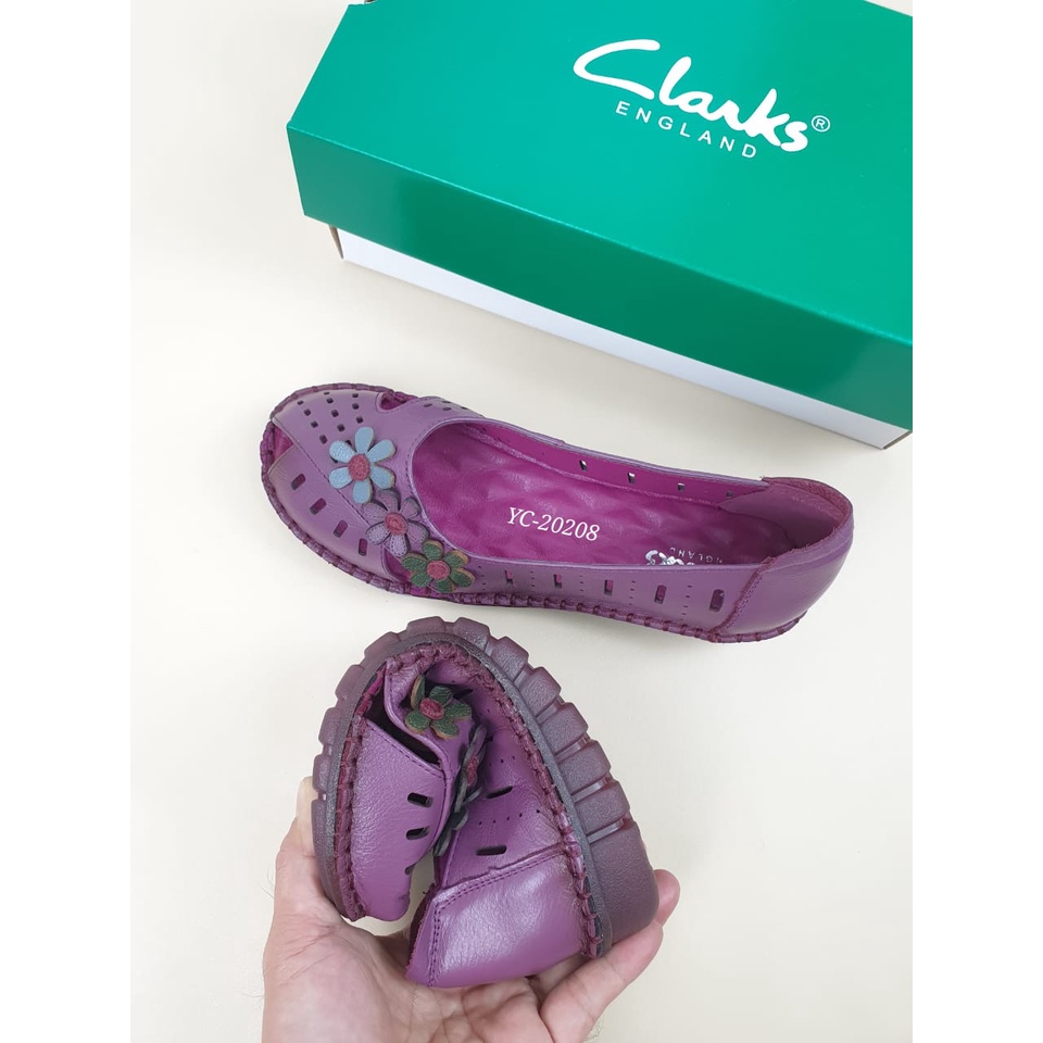 Clarks YC20208 myosotis flowers leather flat