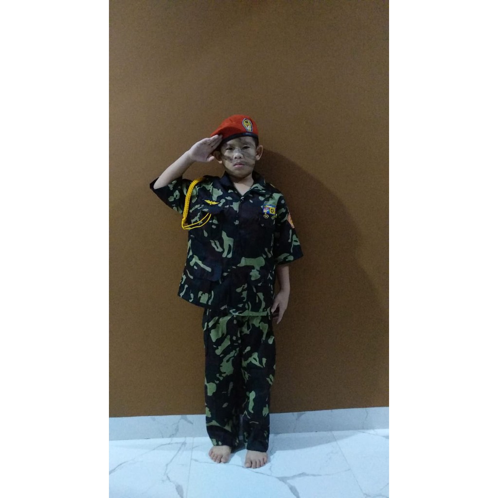 SB Collection Stelan Seragam Idza Profesi TNI Tentara Abri Baret Kostum Baju Anak Cilik Laki-Laki