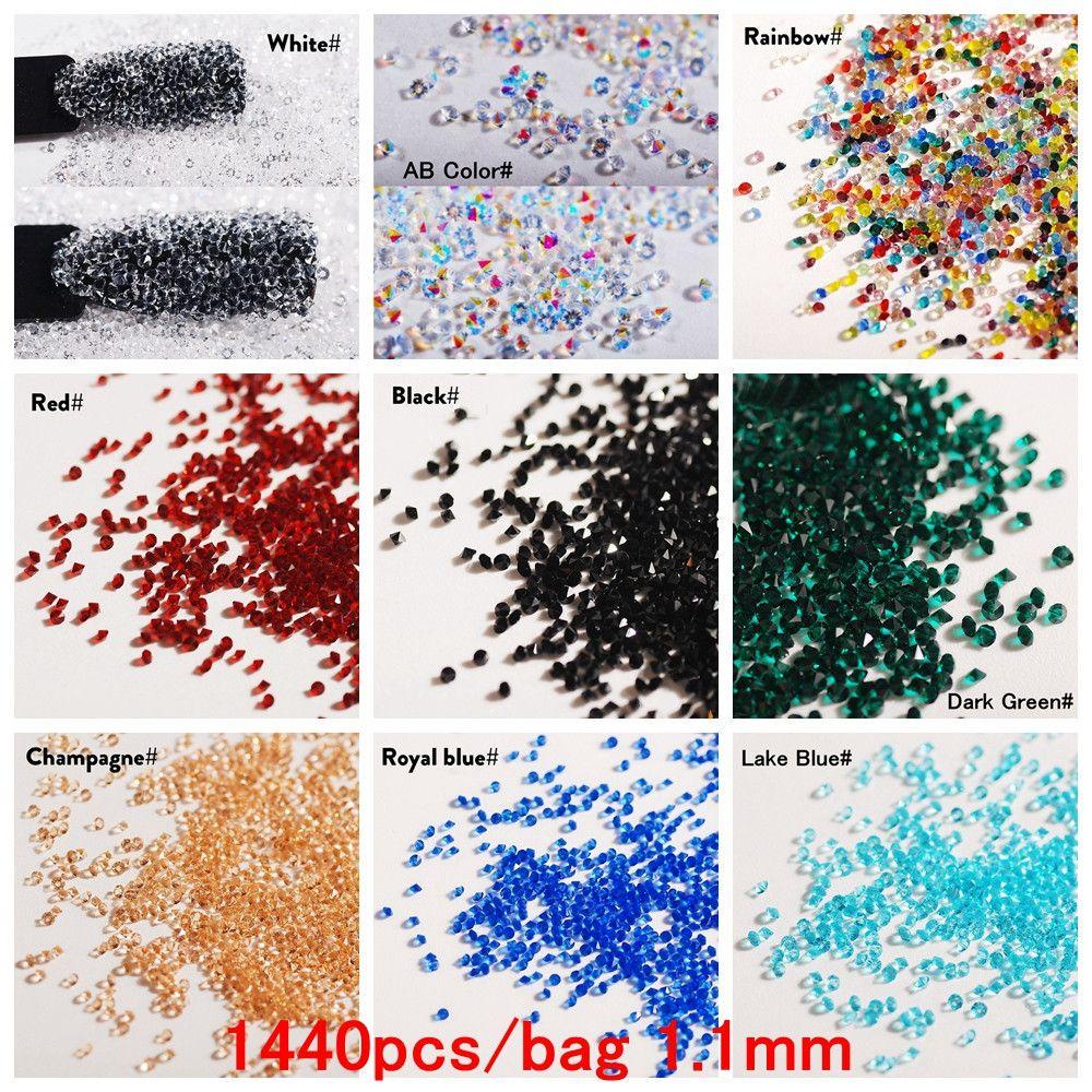 Preva 1440pcs/bag 1.1mm Kuku Mikro Berlian Imitasi Fashion DIY Dekorasi Kuku Perhiasan Manicure Decor