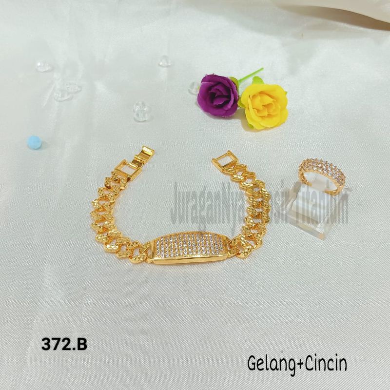 SET GELANG Titanium FULL DIAMOND SUPER perhiasan fashion Korea anti karat&amp;anti luntur