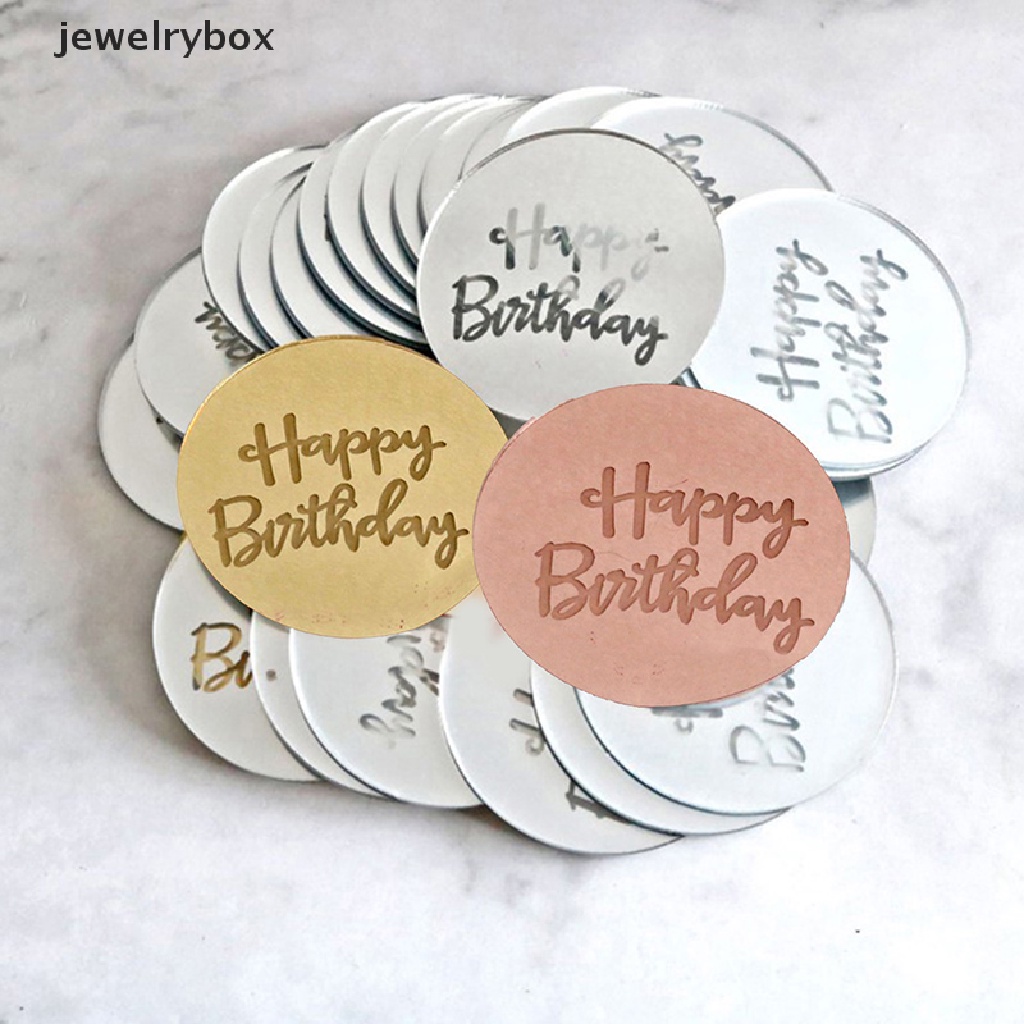 10pcs Topper Kue Ulang Tahun Bentuk Lingkaran Bahan Akrilik Warna Rose Gold