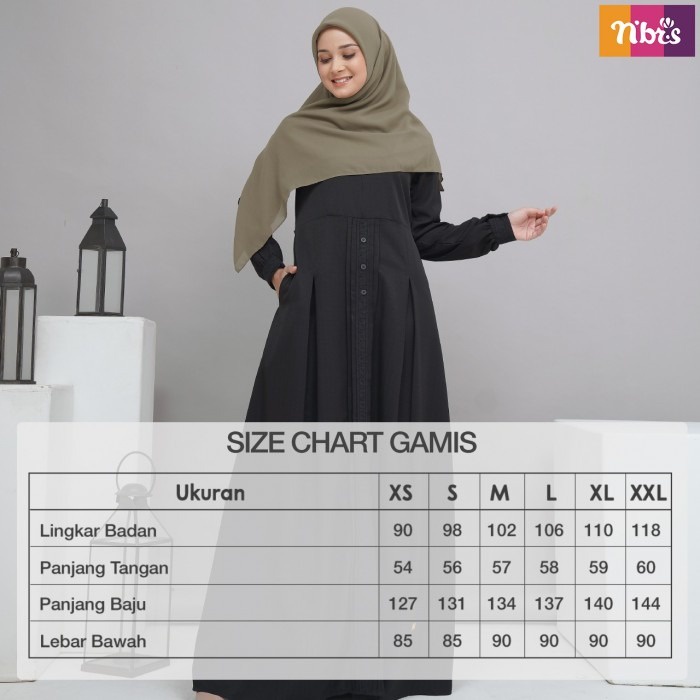 Nibras Couple NGC 006 dan NGCA 006 Gamis Capel Ibu dan Anak Hitam Putih Simple Muslim OOTD