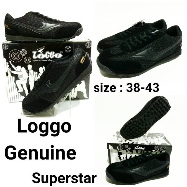 Sepatu sekolah dewasa pria wanita Loggo Genuine superstar sepatu Full Black unisex murah dan baru