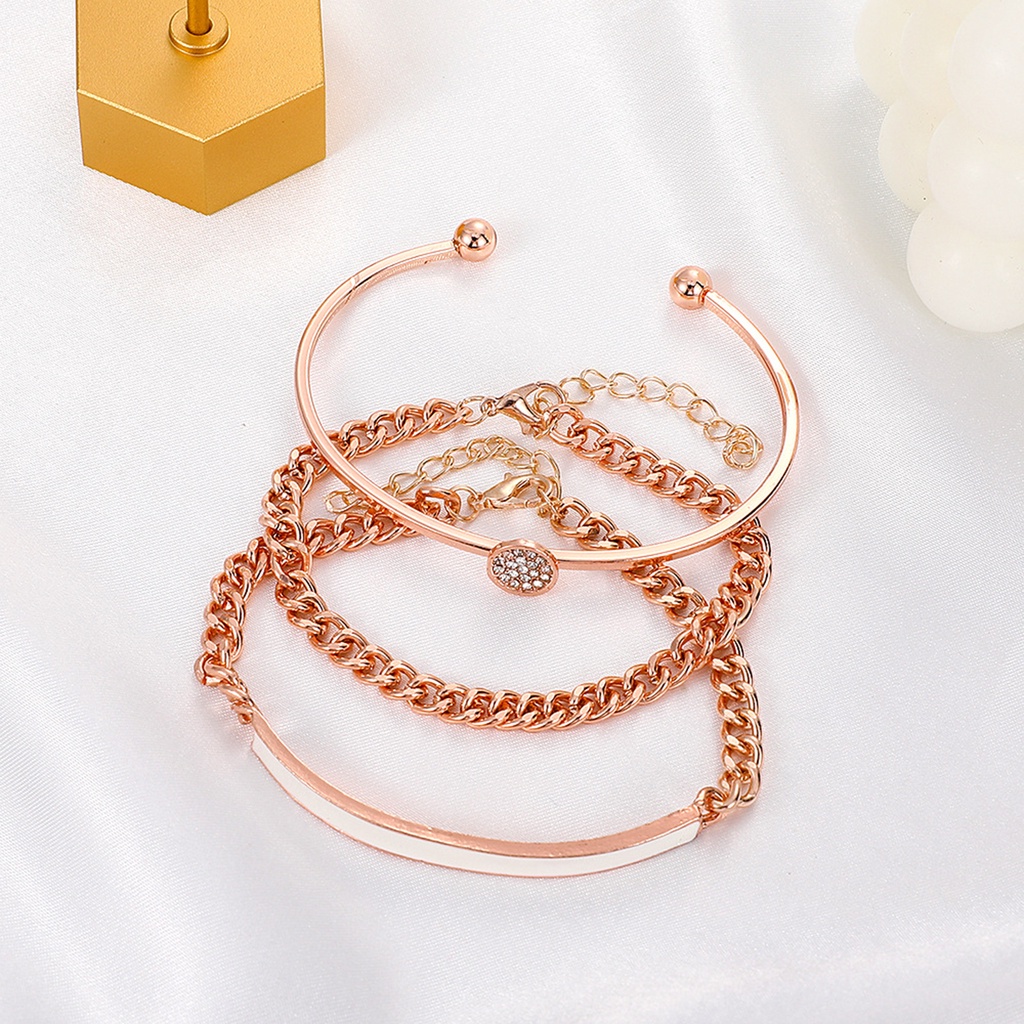 Hu Hu Hu Hu Hu Alat Bantu Pasang Kacamata♡ 3pcs / Set Gelang Tangan Alloy Adjustable Hias Cubic Zirconia Untuk Wanita