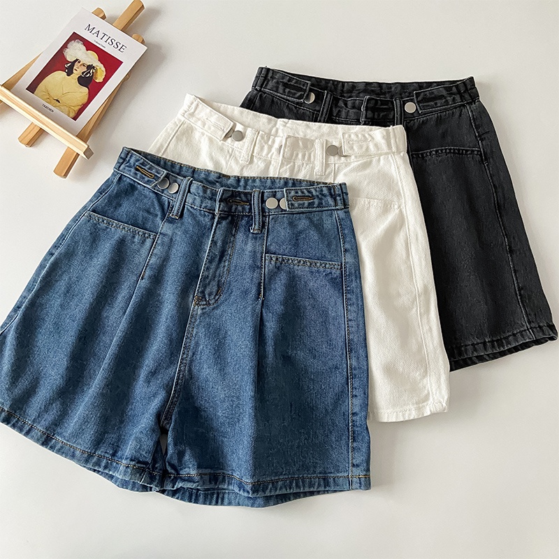 korean style celana jeans pendek wanita korean loose--jeans pendek cewe（realpict）