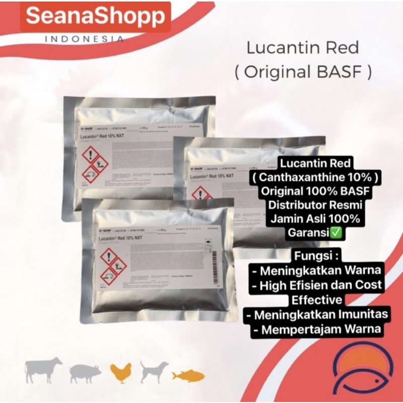 Lucantin RED BASF Germany Canthaxanthine 10% 100gram Pigmen Warna Ikan Unggas Jamin Original
