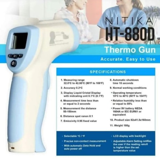 THERMO GUN NITIKA HT-880D INFRARED PENGUKUR SUHU MANUSIA THERMOMETER TERMOMETER INFRARED