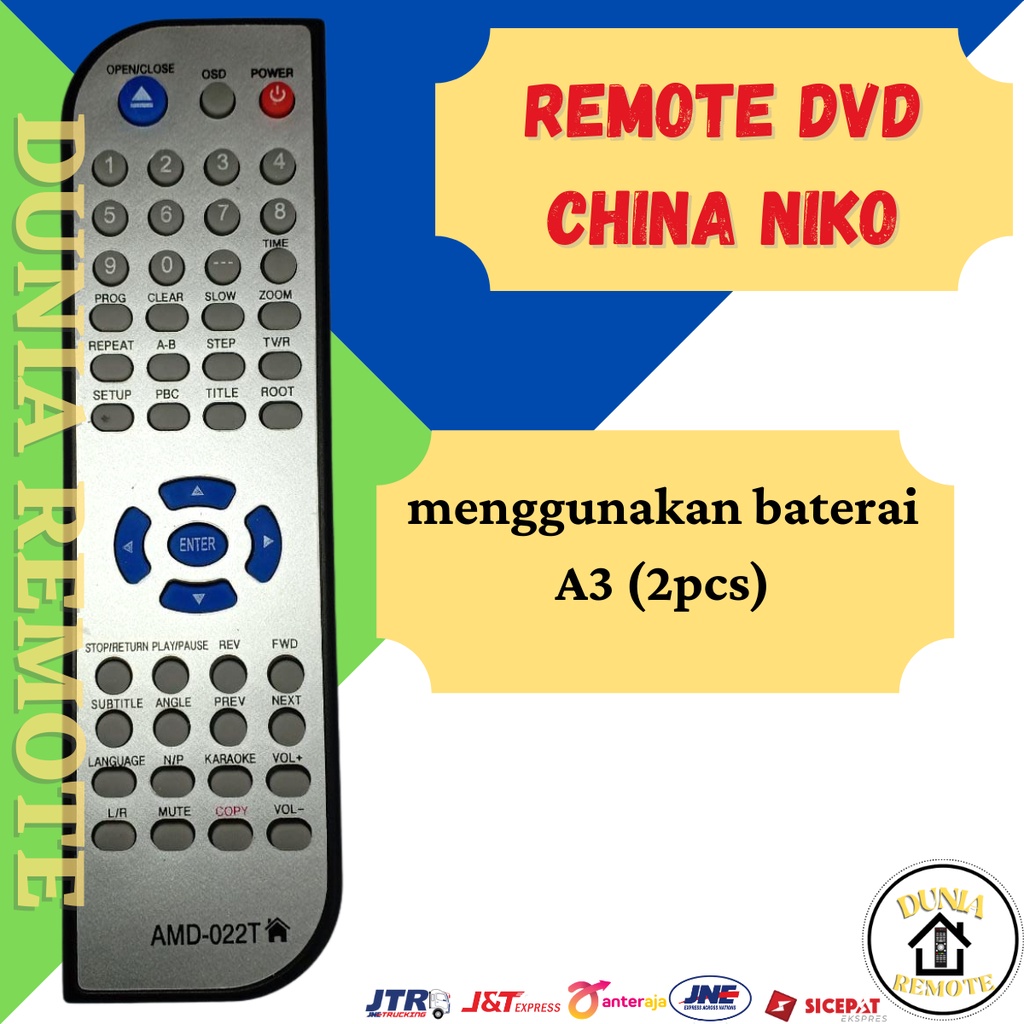 Remot Remote DVD NIKO AMD-022T tanpa setting Nico Skytron