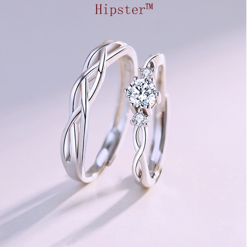 Hot Sale Elegant Graceful Romantic Hollow Interwoven Diamond Couple Couple Rings