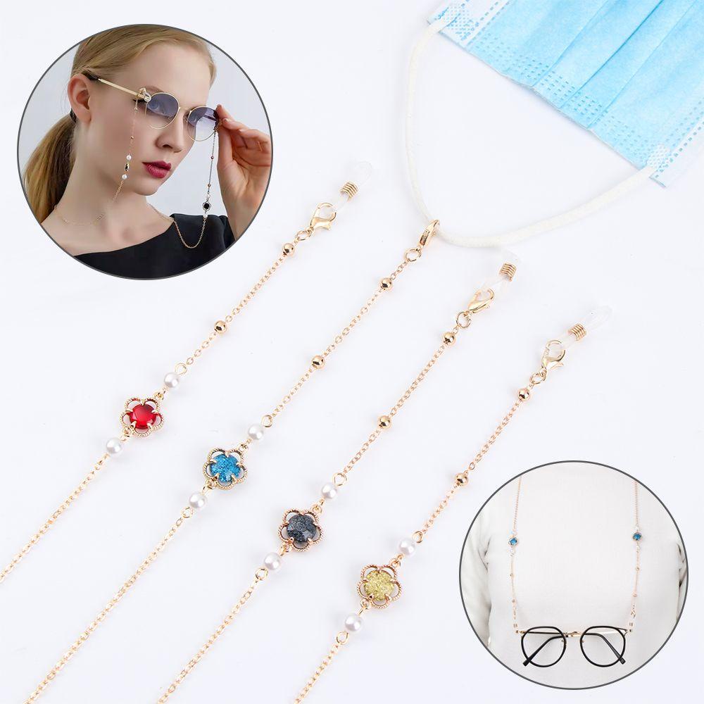 Nanas Rantai Kacamata Wanita Pria Anti Slip Adjustable Kristal Sunglasses Lanyards