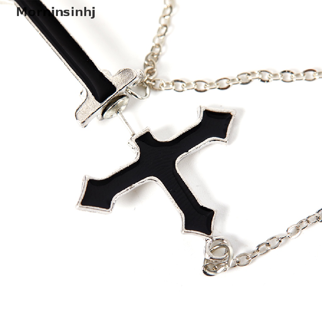 Mornin Anting Fashion Punk Black Cross Drop Untuk Remaja Vintage Rock Pride Rantai Panjang id