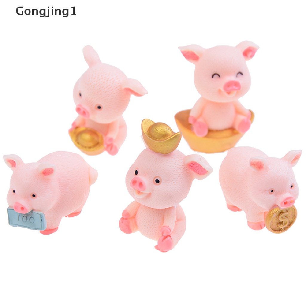 Gongjing1 5pcs / set Miniatur Babi Lucu Untuk Dekorasi Taman Peri Diy