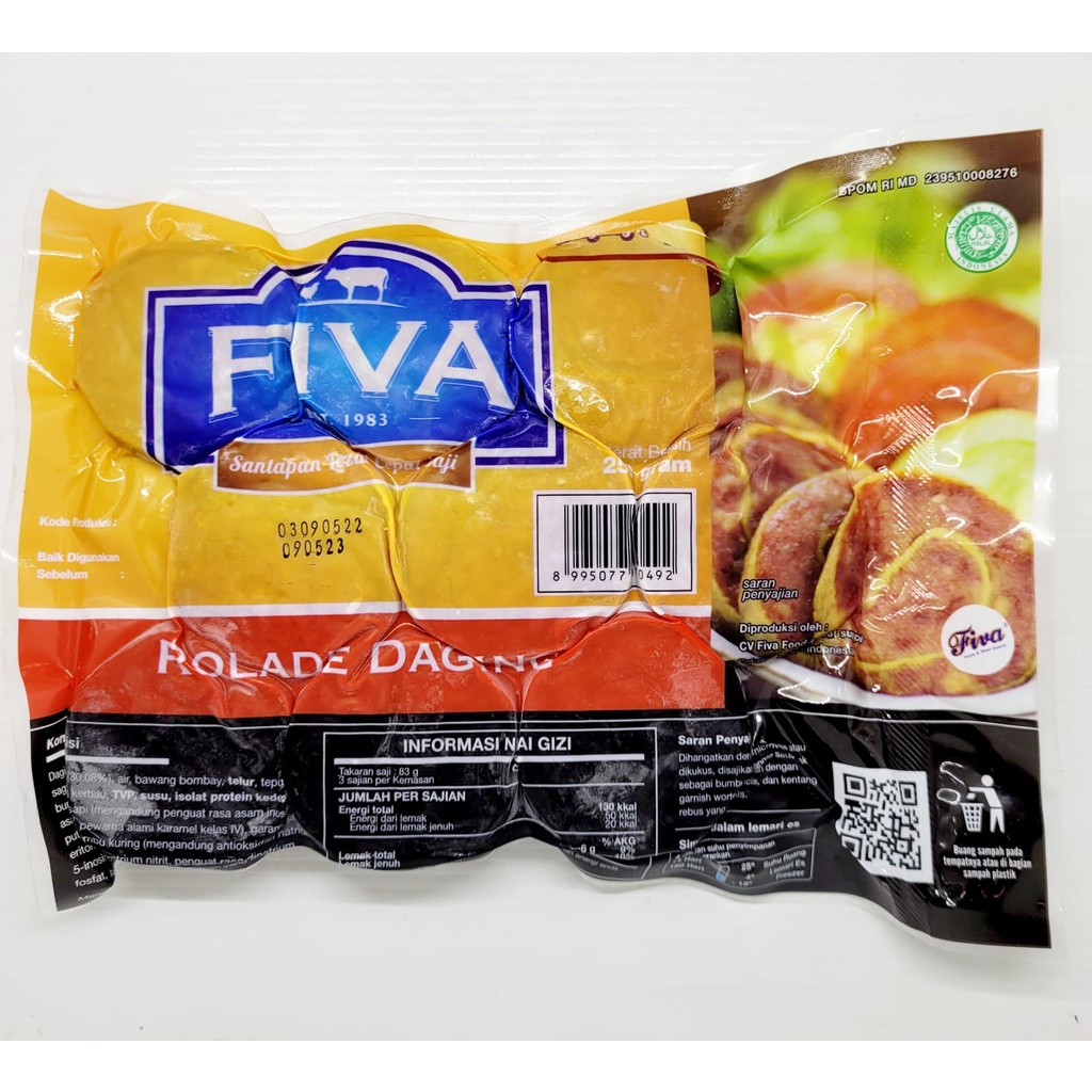 

FIVA ROLADE DAGING SAPI 250 GR (ISI 9 POTONG)