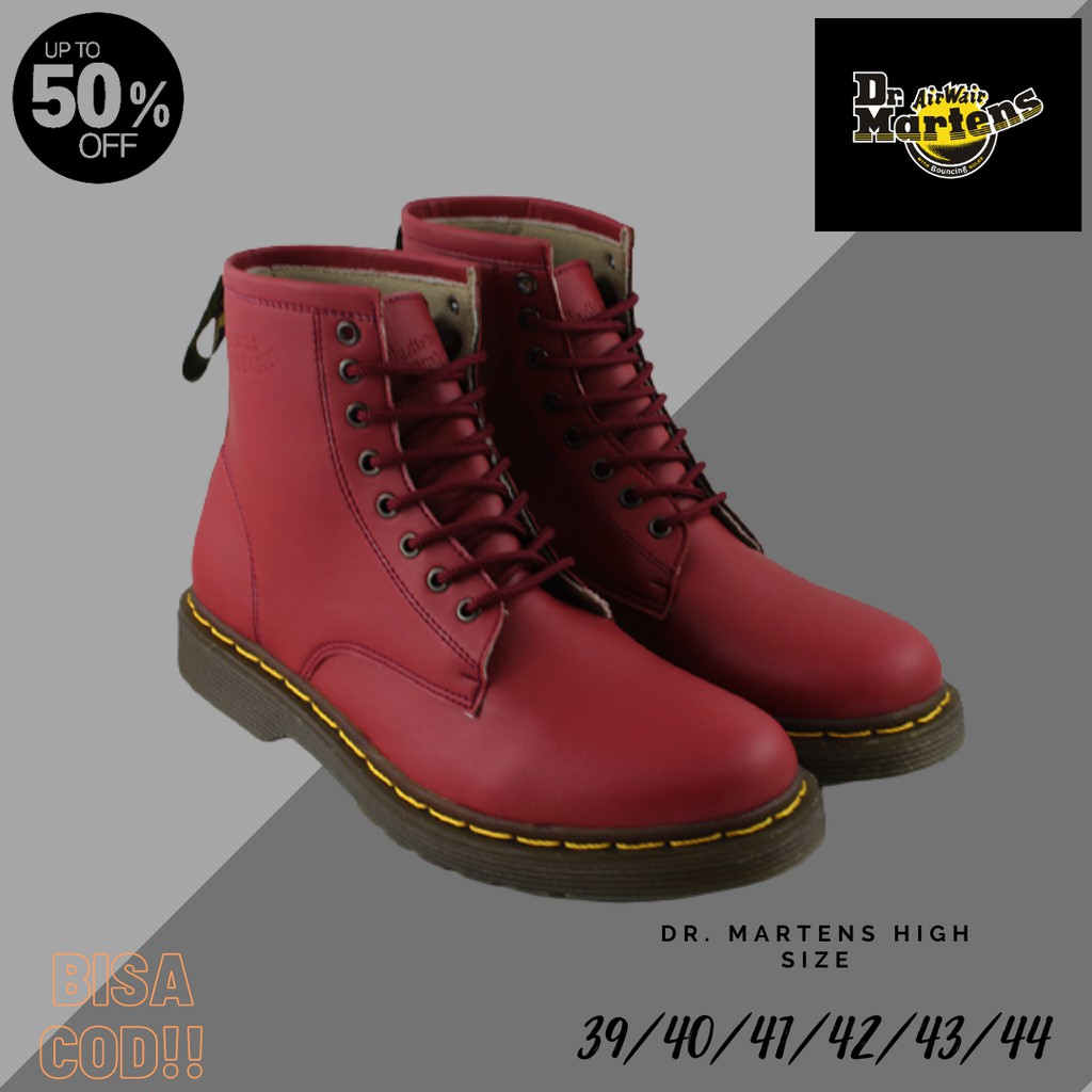 SIAP KIRIM!! Sepatu Pria Dr Martens High Boots Tinggi Docmart 8 Hole Maroon Bots Kerja Cowok Keren